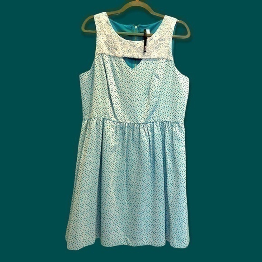 KENSIE L Polka Dot Pleated Party Dress